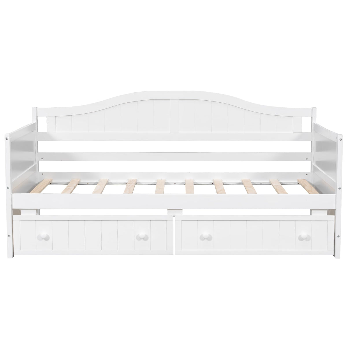 Daybed with Storage Drawers, Sturdy Pine Wood Corner Bed Frame with Headboard, Farmhouse Daybed Living