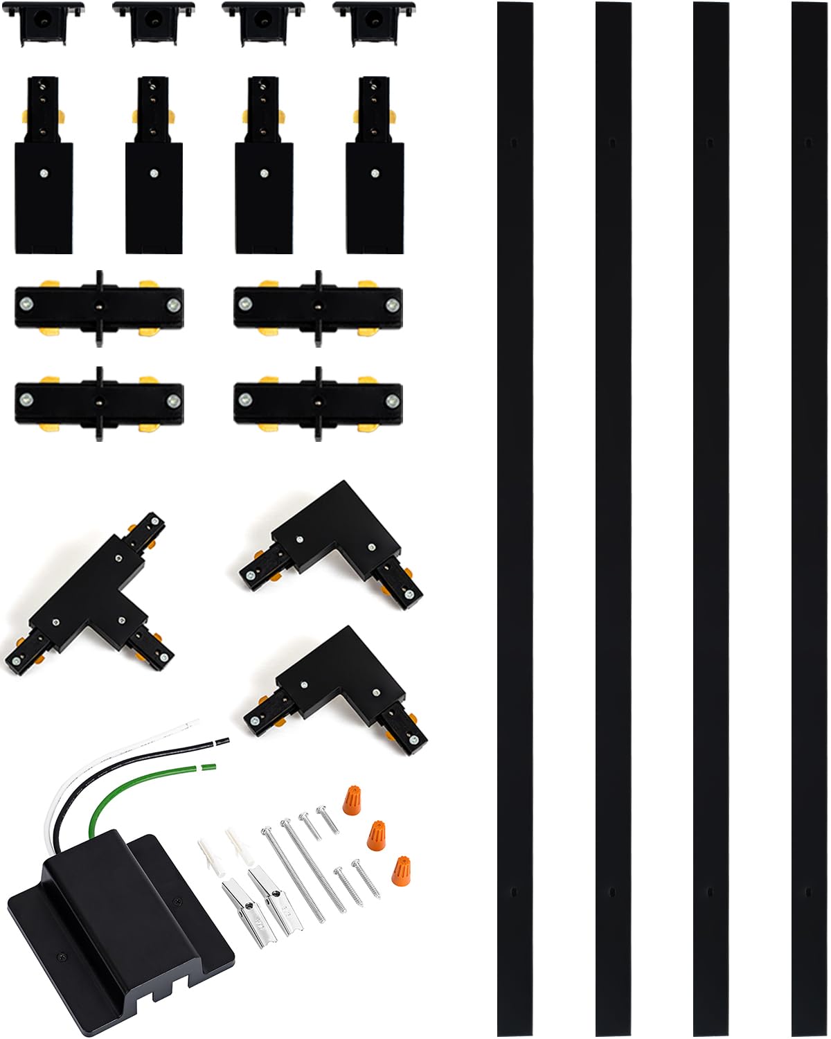 13FT H Track Lighting Rails Kit, Black