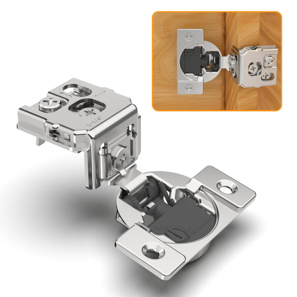 30 Pack 1-1/4" 4D Overlay Soft Close Concealed Hinges for Face Frame Door, Control Closing Speed, Smooth Slow Self
