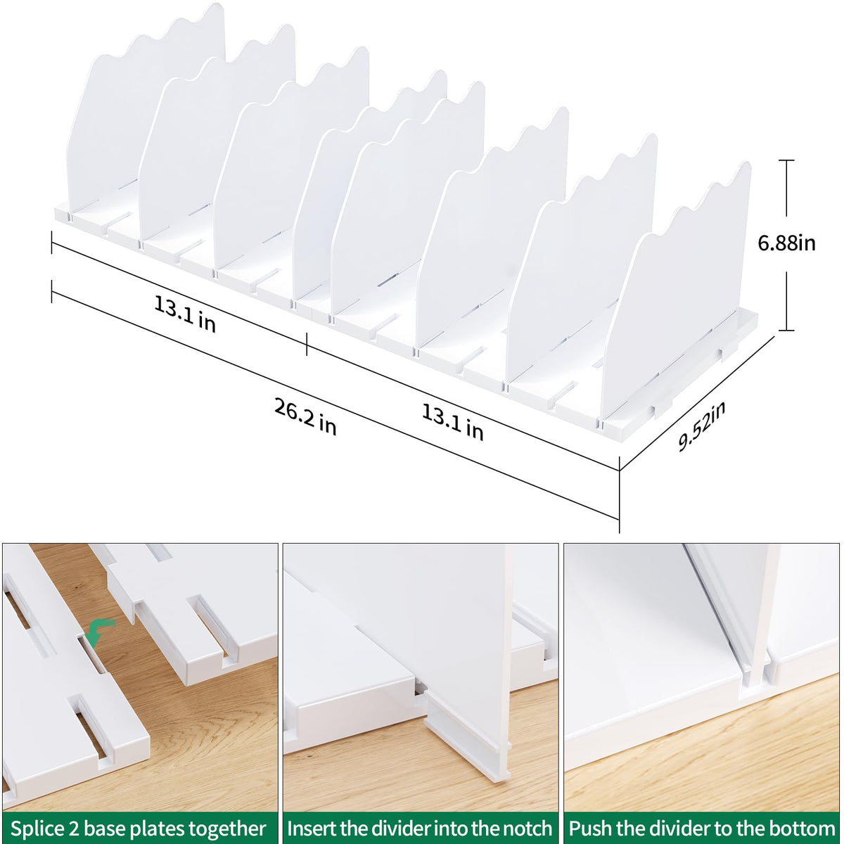 Shelf Divider for Closet, Adjustable Purse Organizers, White