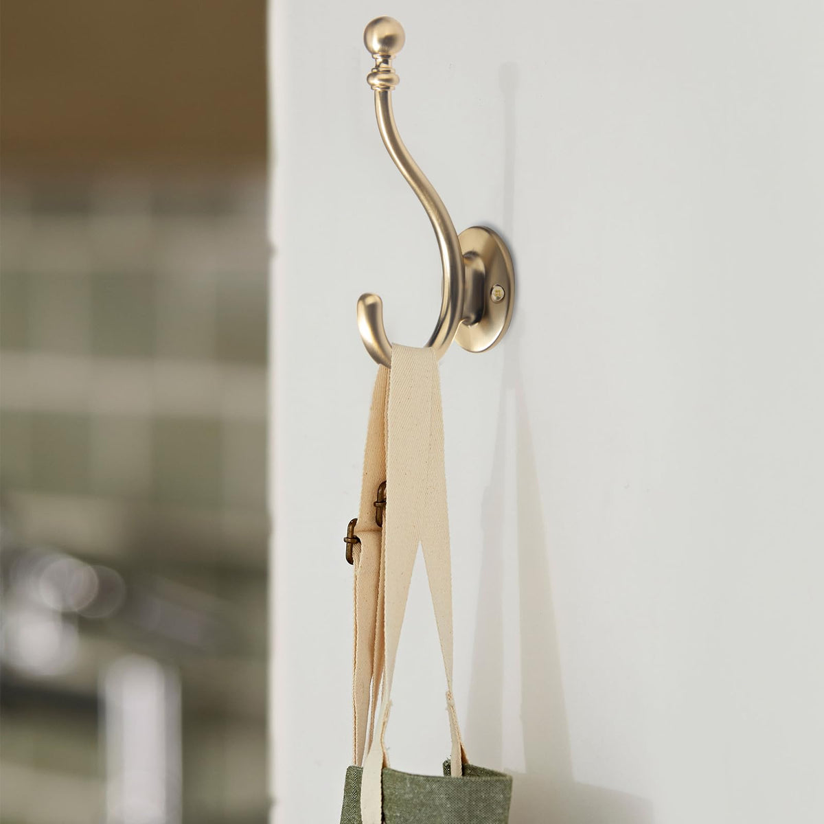 3 Pack Coat Rack Hooks-Champagne Bronze Towel Hook Entryway Hanging Towels Clothes Robes Double-Prong Farmhouse