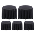 5 Pack 120 Inch Black Tablecloths for Round Tables