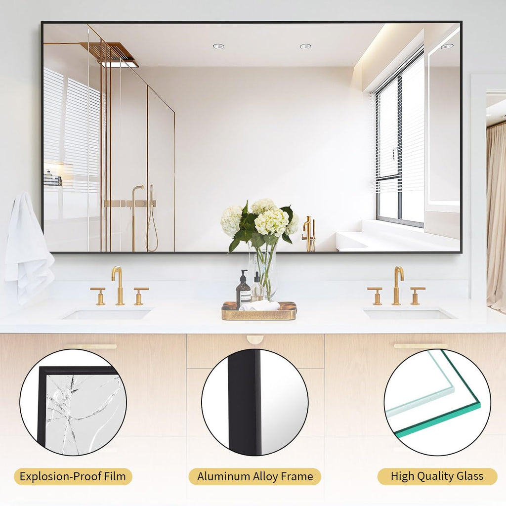 76"x34" Floor Mirror Full Length, Large Black Mirror