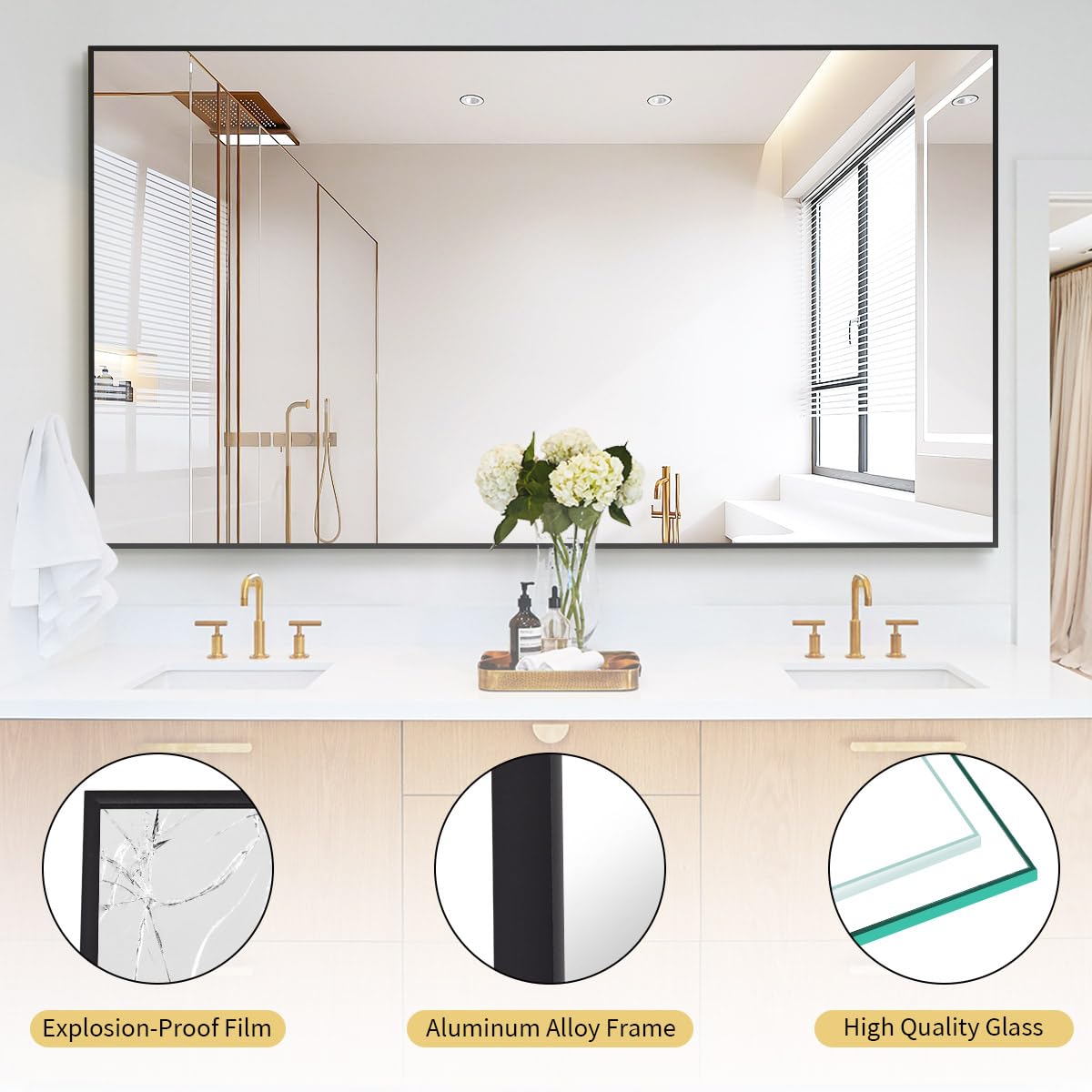 76"x34" Floor Mirror Full Length, Large Black Mirror