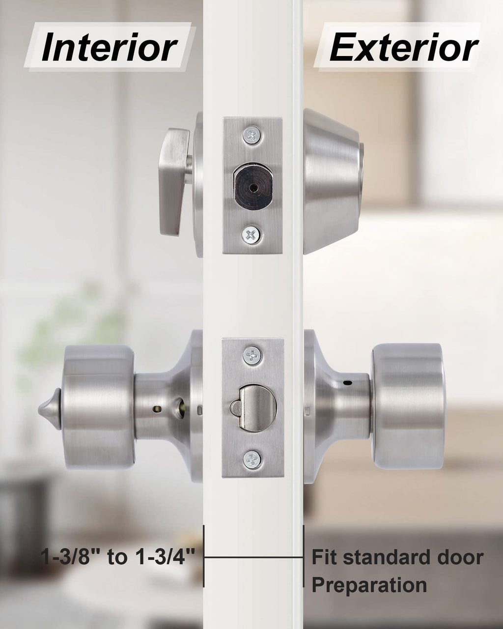 2 Sets Keyed Alike Entry Door Knobs and Single Cylinder Deadbolt Lock Combo Set Security for Entrance and Front Door