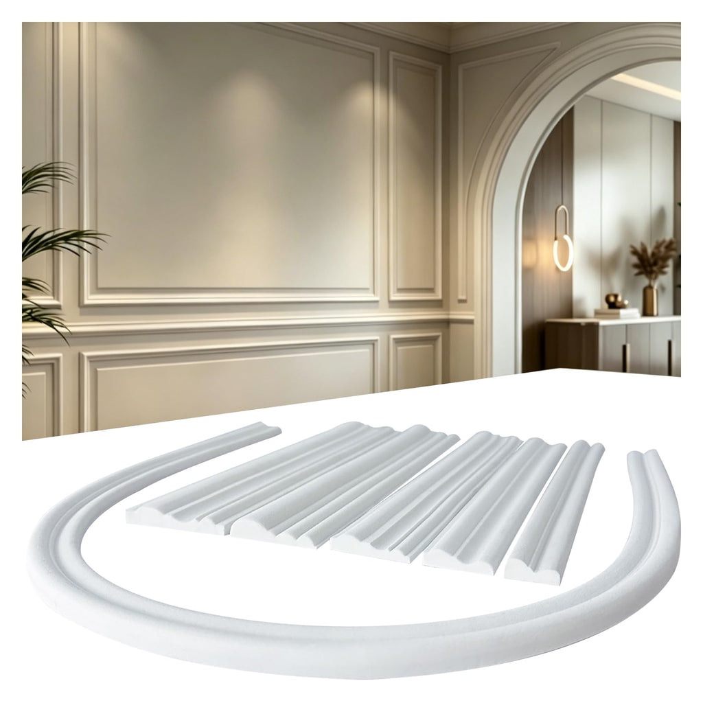 10FT Matte Foaming Peel and Stick Wall Molding Trim, DIY Arch Paneling Self-Adhesive Flexible Paintable Chair Rail