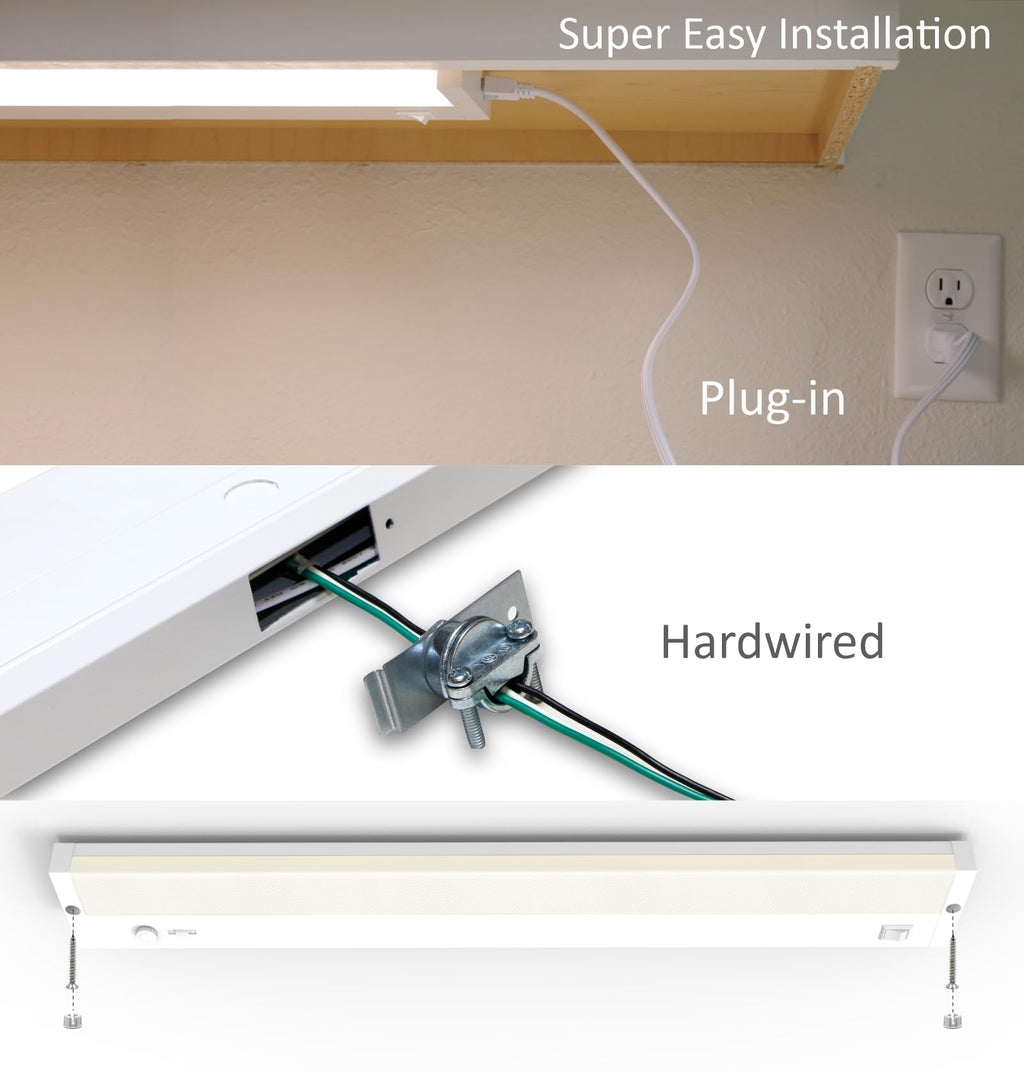 Under Cabinet Lighting Plug in or Hardwired Built-in Dimmer, 24 Inch 12W, 5CCT 2700/3000/3500/4000/5000K, Linkable