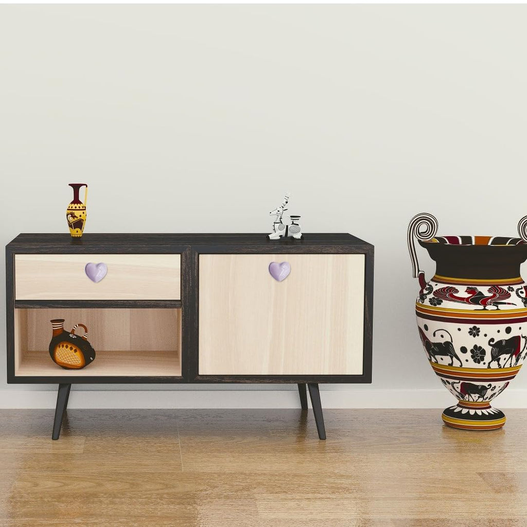 Ceramic Drawer Knobs Heart Shape Cabinet Dresser Pulls Handles with 3 Sized Screws, Kitchen Furniture Knobs for
