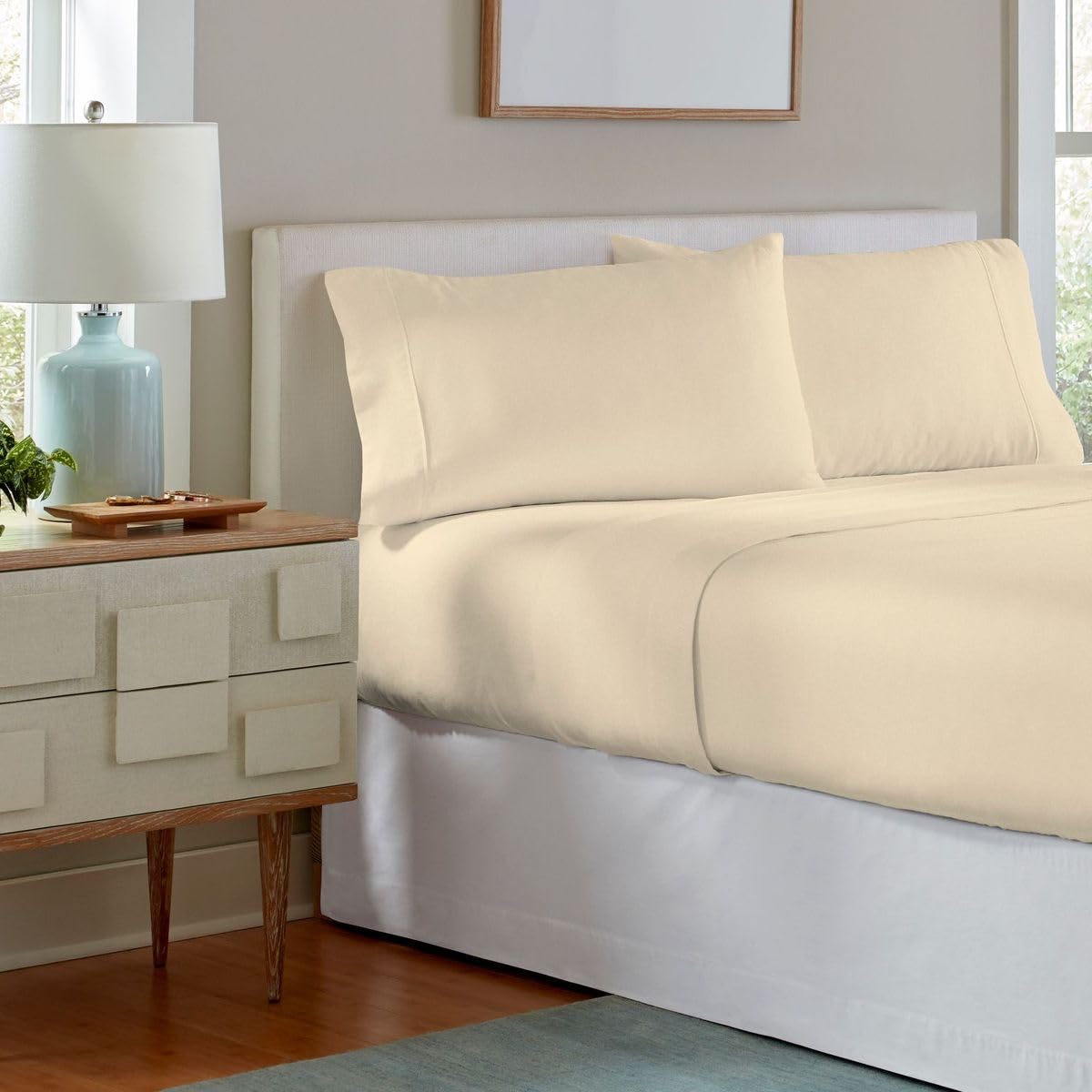 Heavy Weight Flannel Sheet Set, Linen - Warm & Cozy - 100% Cotton Flannel Pre-Shrunk -170 GSM -Deep Pockets