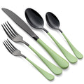 20-Pieces Green and Black Silverware Sets for 4,Green Handle Stainless Steel Cutlery Set, Include Forks Spoons and