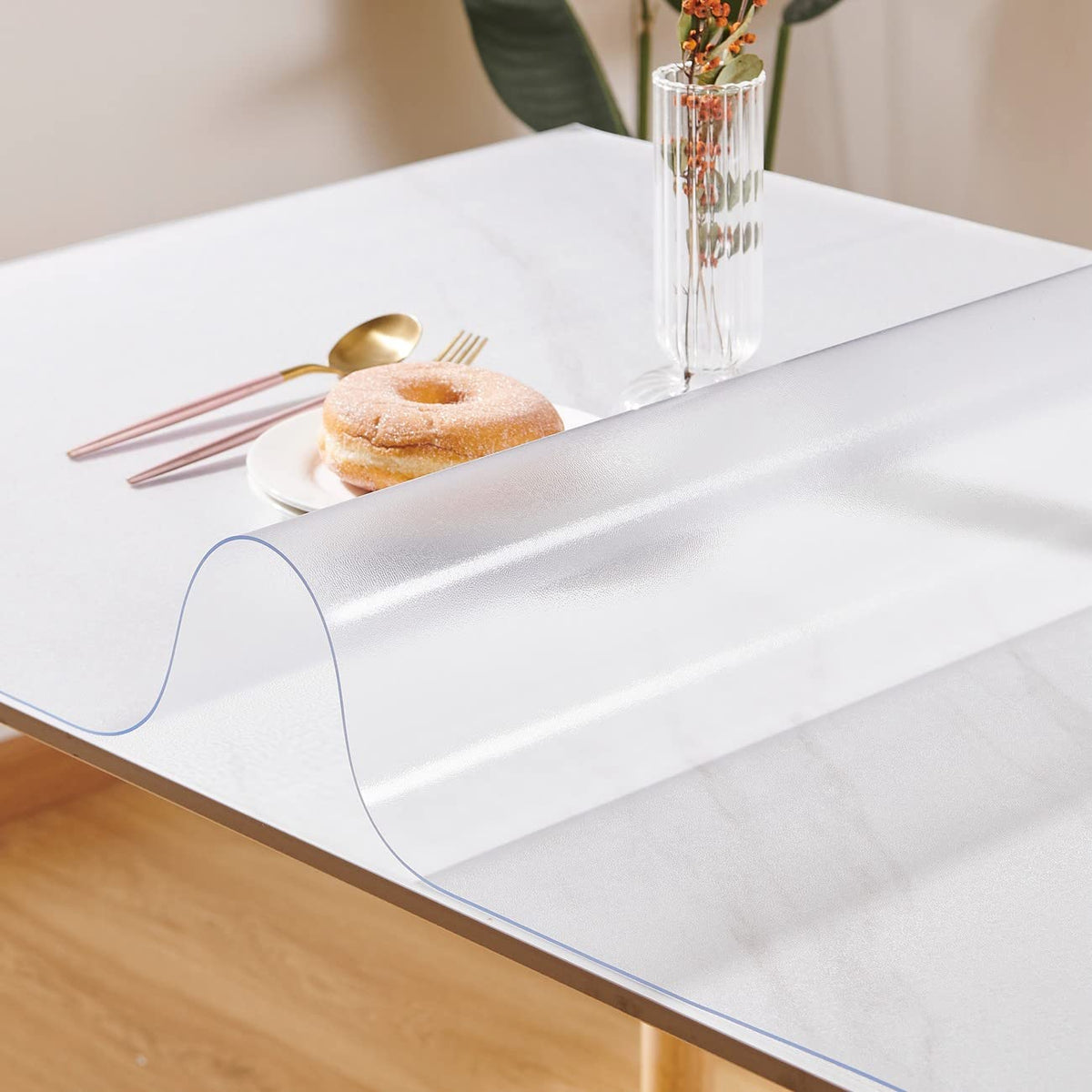 Frosted Table Cover Protector 17 x 52 Inch, 1.5mm Vinyl Desk Cover