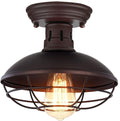 Farmhouse Flush Mount Ceiling Light - Easric Industrial Ceiling Light Fixture Rustic Copper Metal Cage Close to
