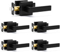 5 Pack Passage Door Handles Matte Black Door Levers, Interior Door Knobs