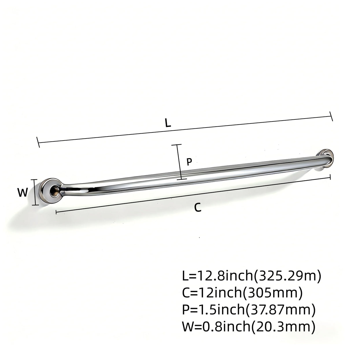 Luxury 1-Pack 100% Solid Brass Cabinet Pulls, 12" Center-to-Hole Pulls in Polished Chrome Finish for Drawers & Doors