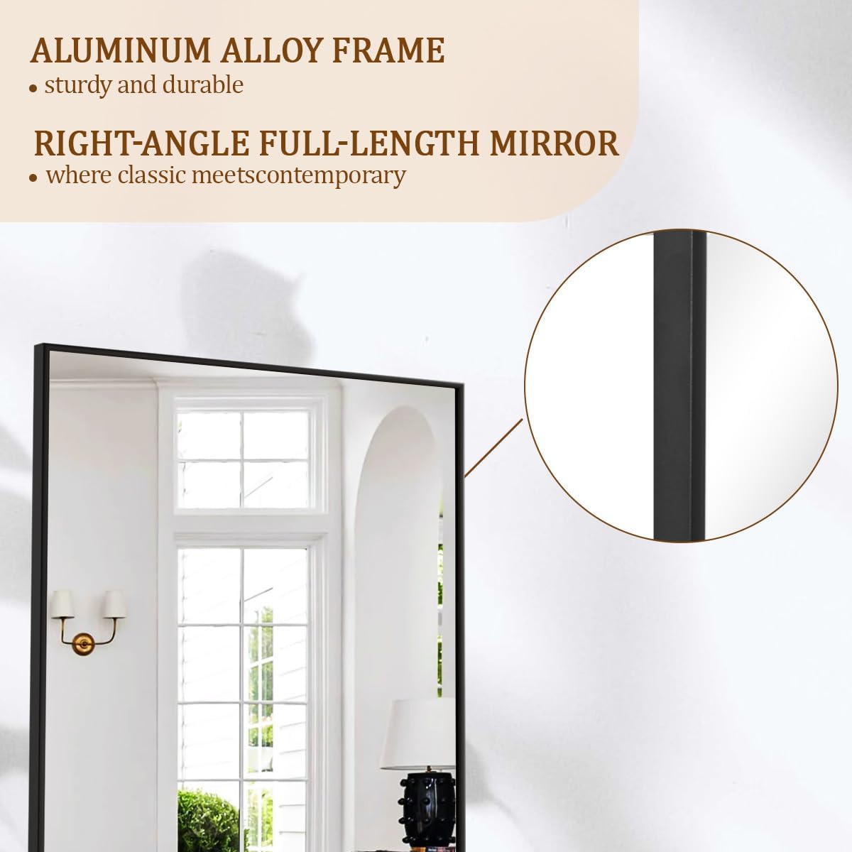 56"x21" Floor Mirror Full Length, Large Black Mirror