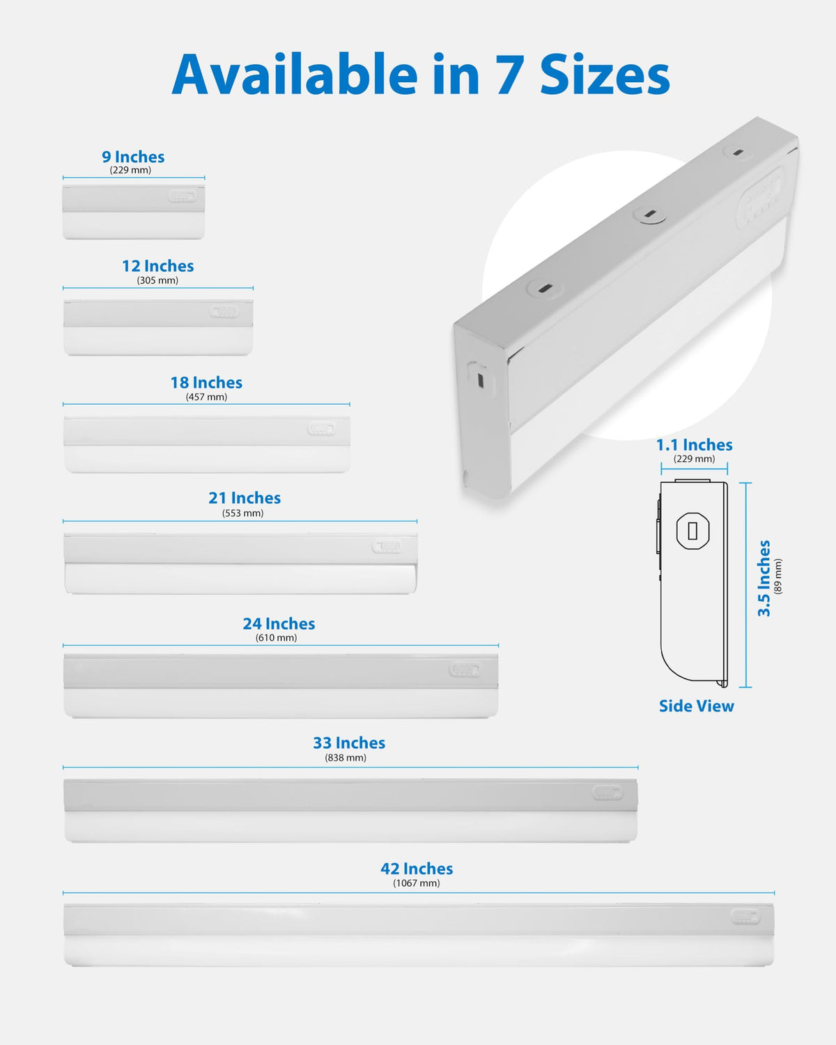 12" LED Direct Wire Under Cabinet Light - Dimmable Undercounter LED Lights - Selectable CCT 2700K-5000K, 340-360