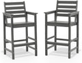 Tall Adirondack Bar Chairs Set of 2, Oversize Adirondack Bar Height Chairs, All-Weather HDPE Outdoor Bar Stools