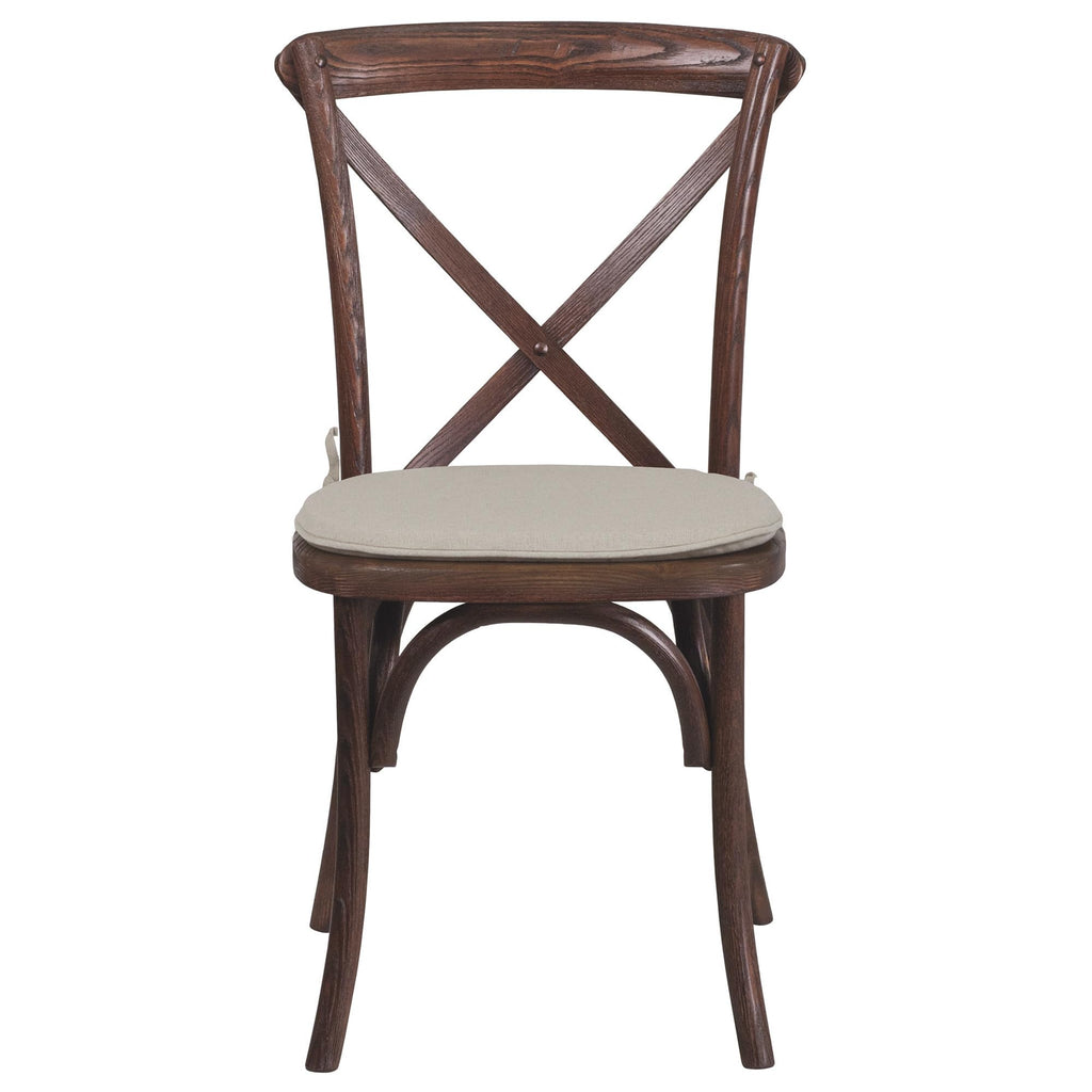 Hercules Wood Cross Back Stackable Chair, Mahogany