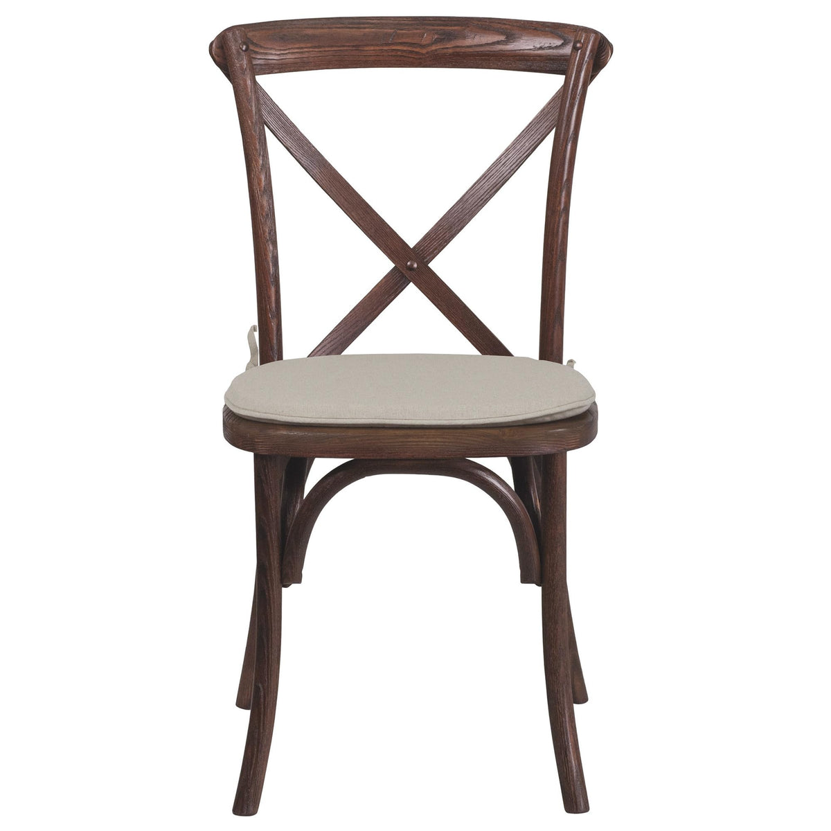 Hercules Wood Cross Back Stackable Chair, Mahogany