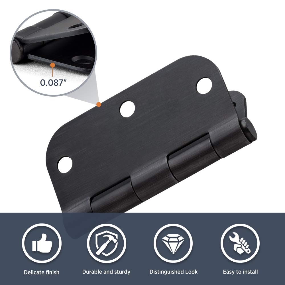 Door Hinges Oil Rubbed Bronze Hinges 3.5 in 5/8" Radius Corners Black Hinge Interior Hinge Hardware 30 Pack