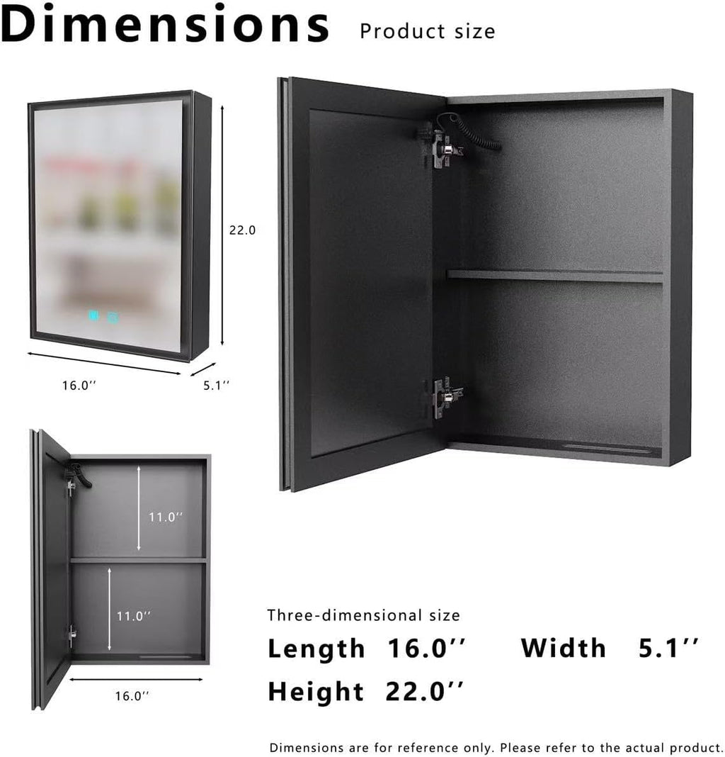 Mirror Medicine Cabinet with Storage,White led Lighted Bathroom Mirror Anti Fog smart Medicine Cabinet,wall Mounted