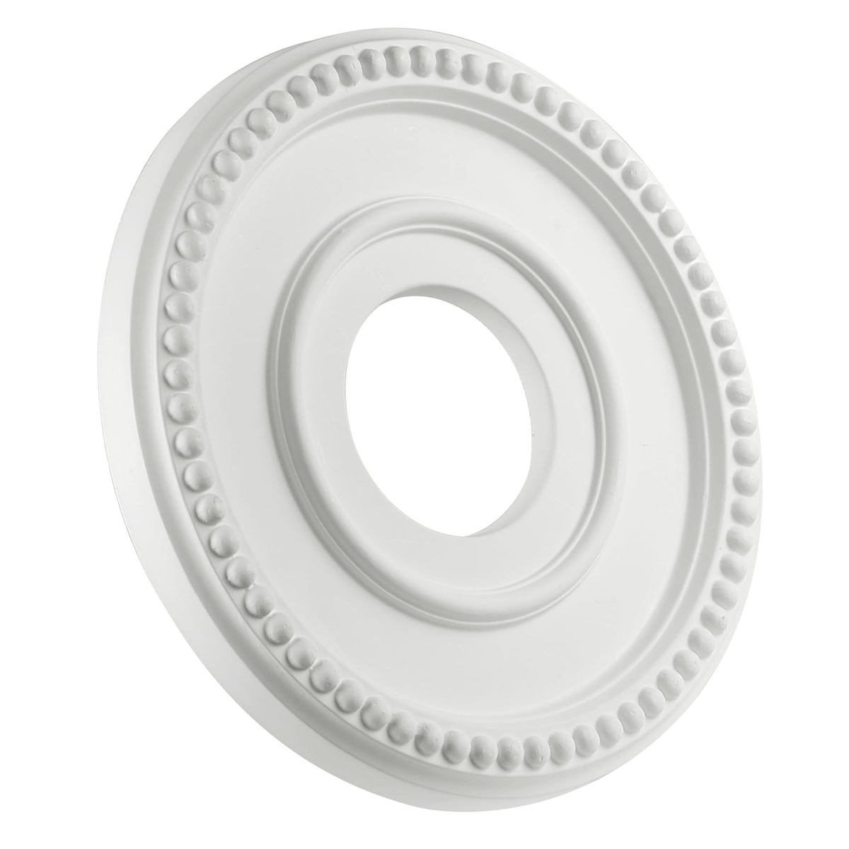 12-1/2" OD x 3-15/16" ID x 1-3/8"P Beaded Round Ceiling Medallion,Primed PU Foam Ceiling Trim for Chandeliers