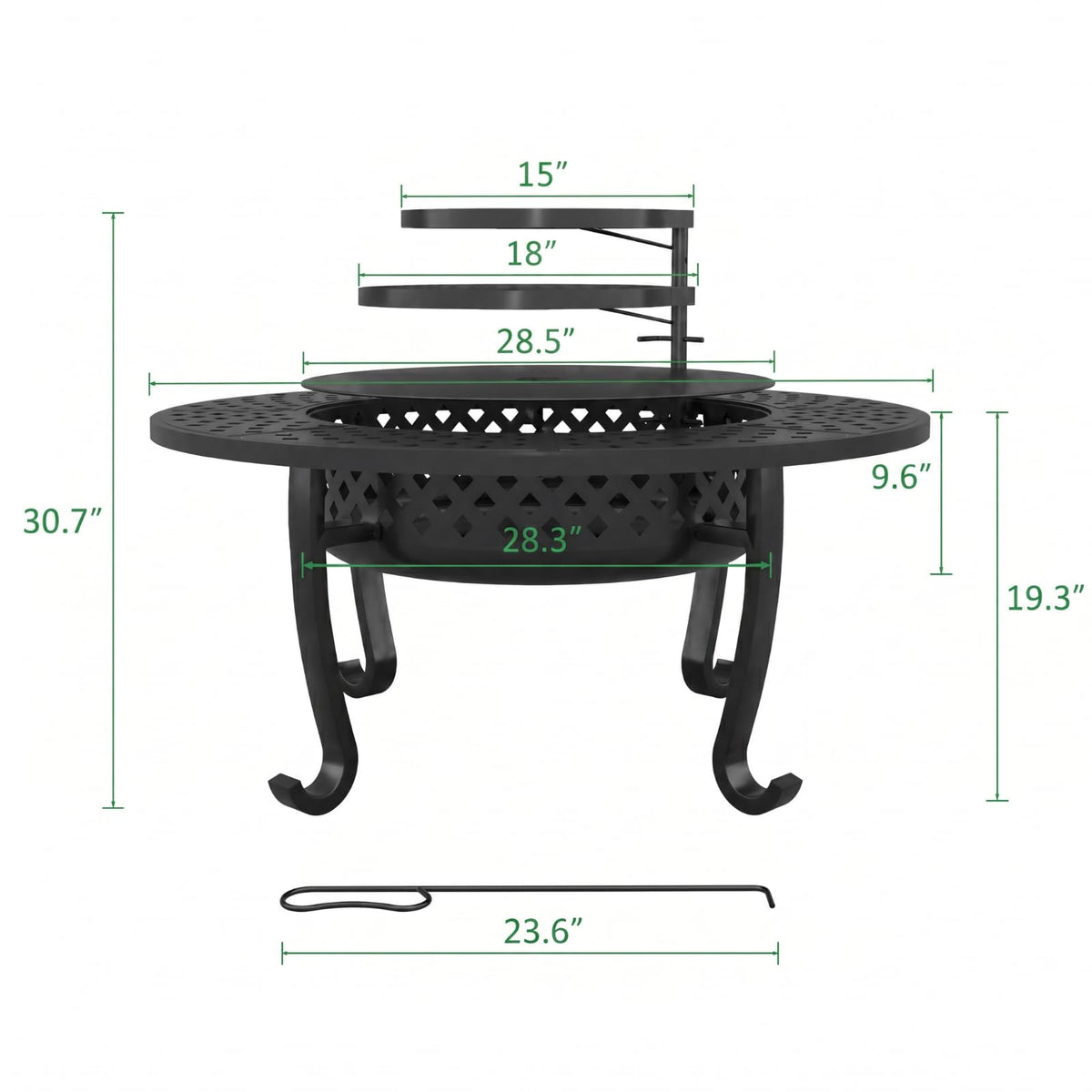 48" Fire Pit with 2 Grill, Wood Burning Firepit for Outside with Lid & Fire Poker Backyard Bonfire Picnic Camping