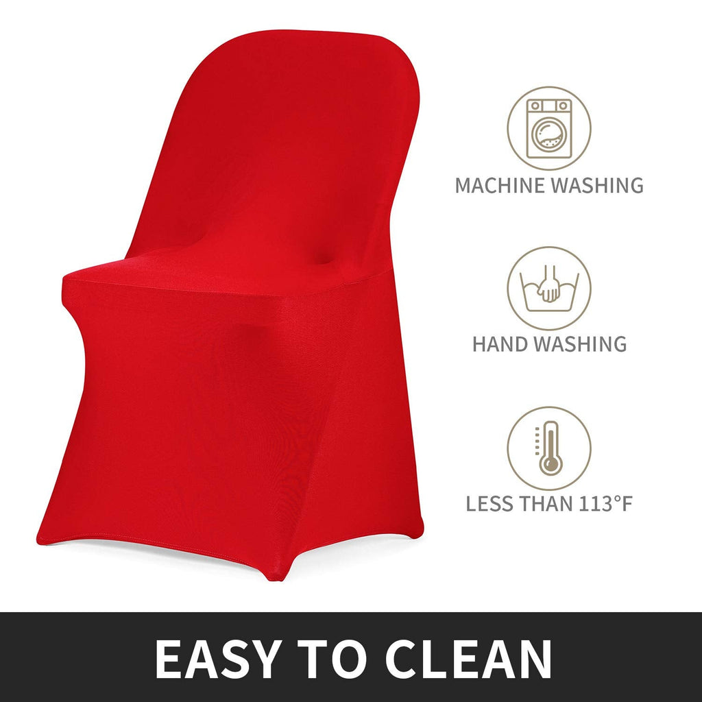 Stretch Spandex Folding Chair Cover for Wedding Party Dining Banquet Event (Red, 12pcs)