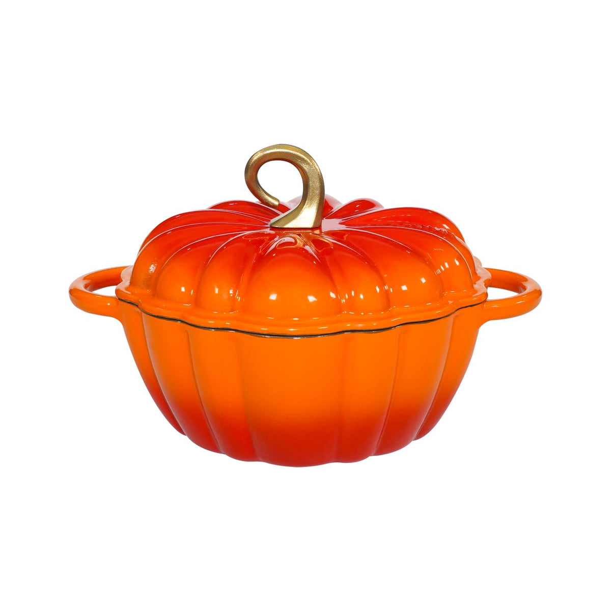 Pumpkin Enameled Cast Iron Dutch Oven with Lid, 4.5 QT Heavy Duty and Dual Handles Pot, Serves 3-5 and Oven Safe for