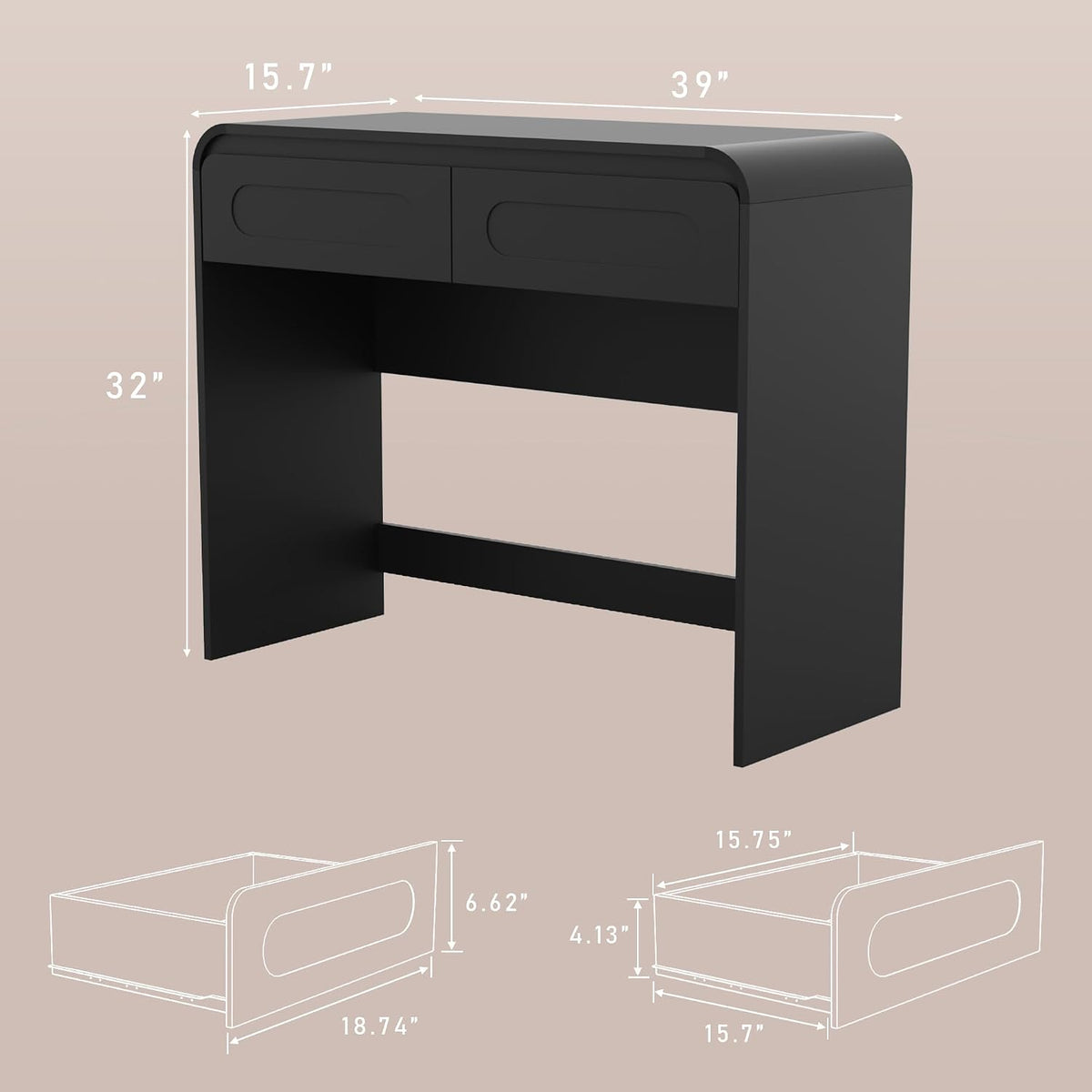 Vanity Desk, Makeup Vanity Desk with 2 Drawers and Storage Desktop Space | Modern Makeup Vanity Dressing Table with