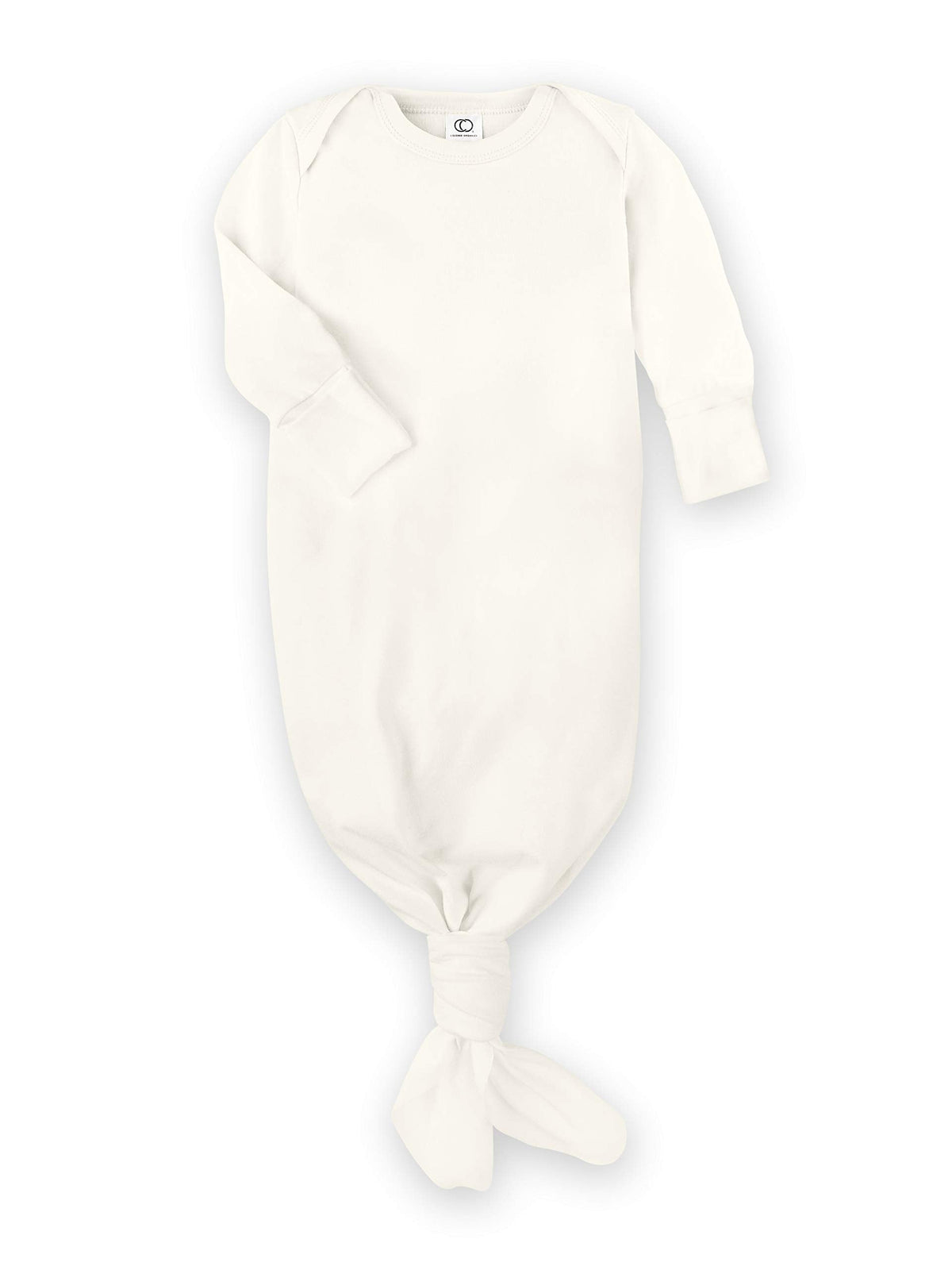 Organic Cotton Knotted Gown - Infant Nightgown with Mitten Cuffs - Natural