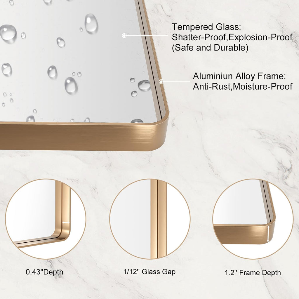 20"X30" Gold Bathroom Mirror