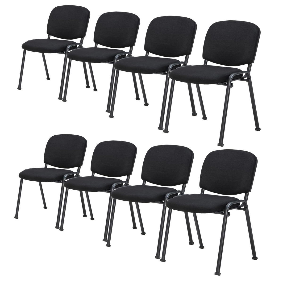 8-Pack Conference Chair Set - Stackable Guest Chair with Metal Frame, Padded Cushion, Stacking Reception Chair, Lobby