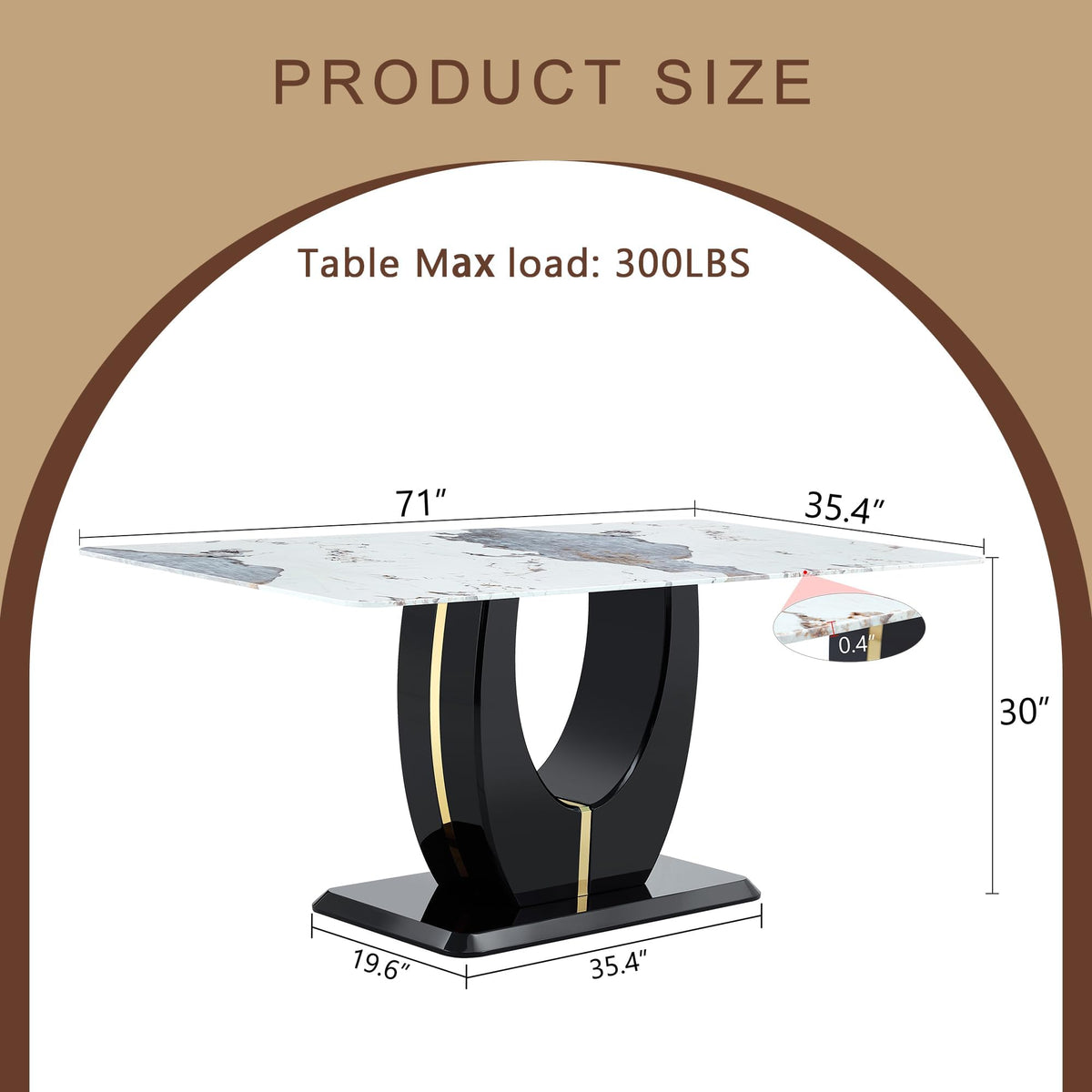 Inspired Saarinen Style 71-Inch White Faux Marble Dining Table with Black Pedestal Base