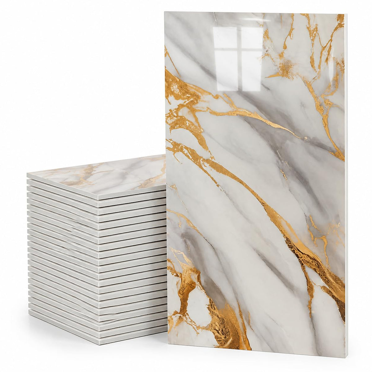 1-Pack Thickened Marble Wall Panels Backsplash Tile (Amber Gold, 23.6"x11.8" 10Pack)