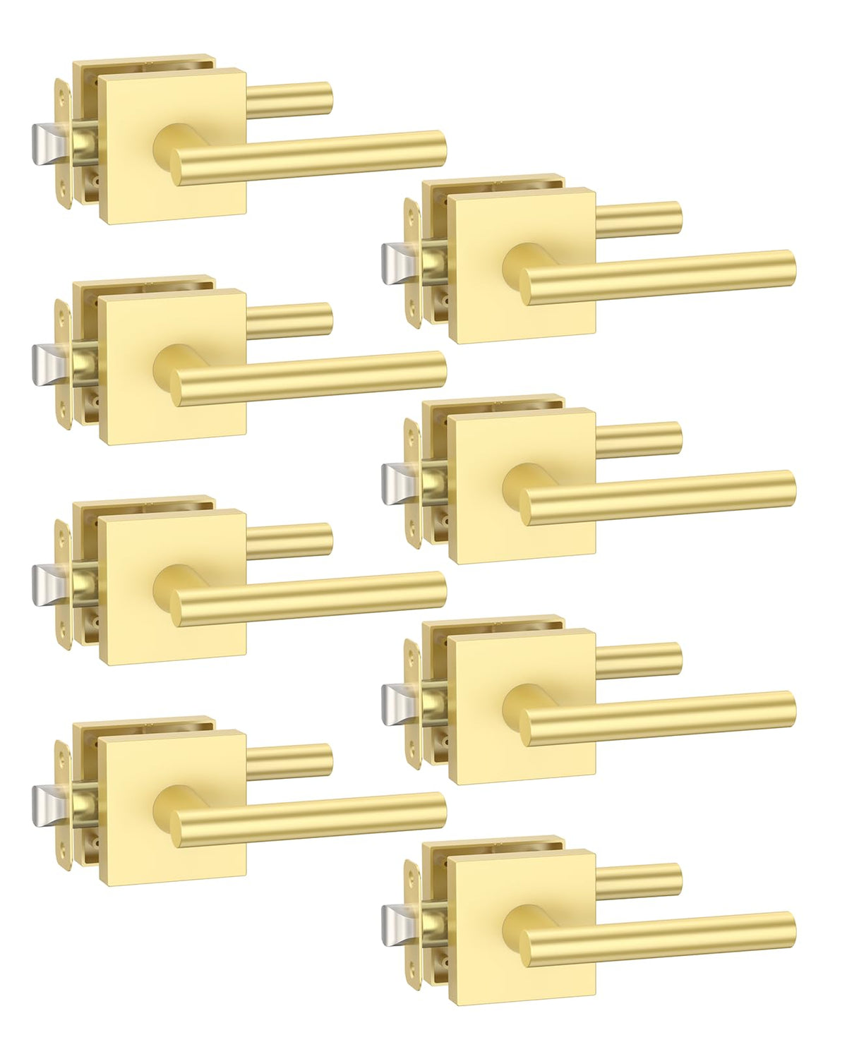 8 Pack Brushed Gold Passage Interior Door Handles