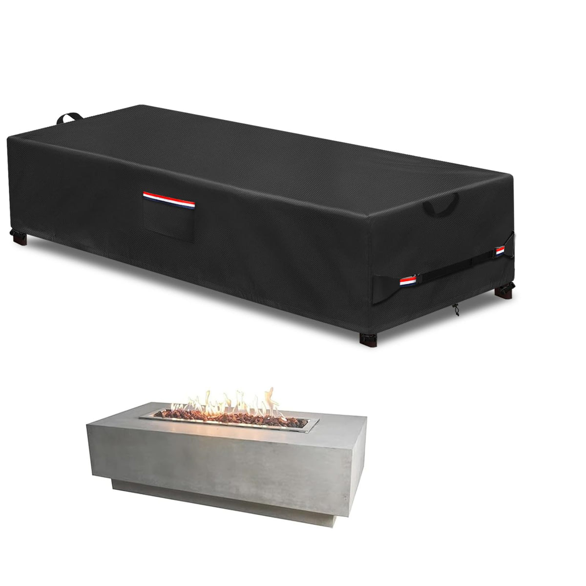 Rectangular Fire Pit Cover 60 inch, Heavy Duty 600D Waterproof Propane Gas Fire Pit Table Cover, Also Suitable for