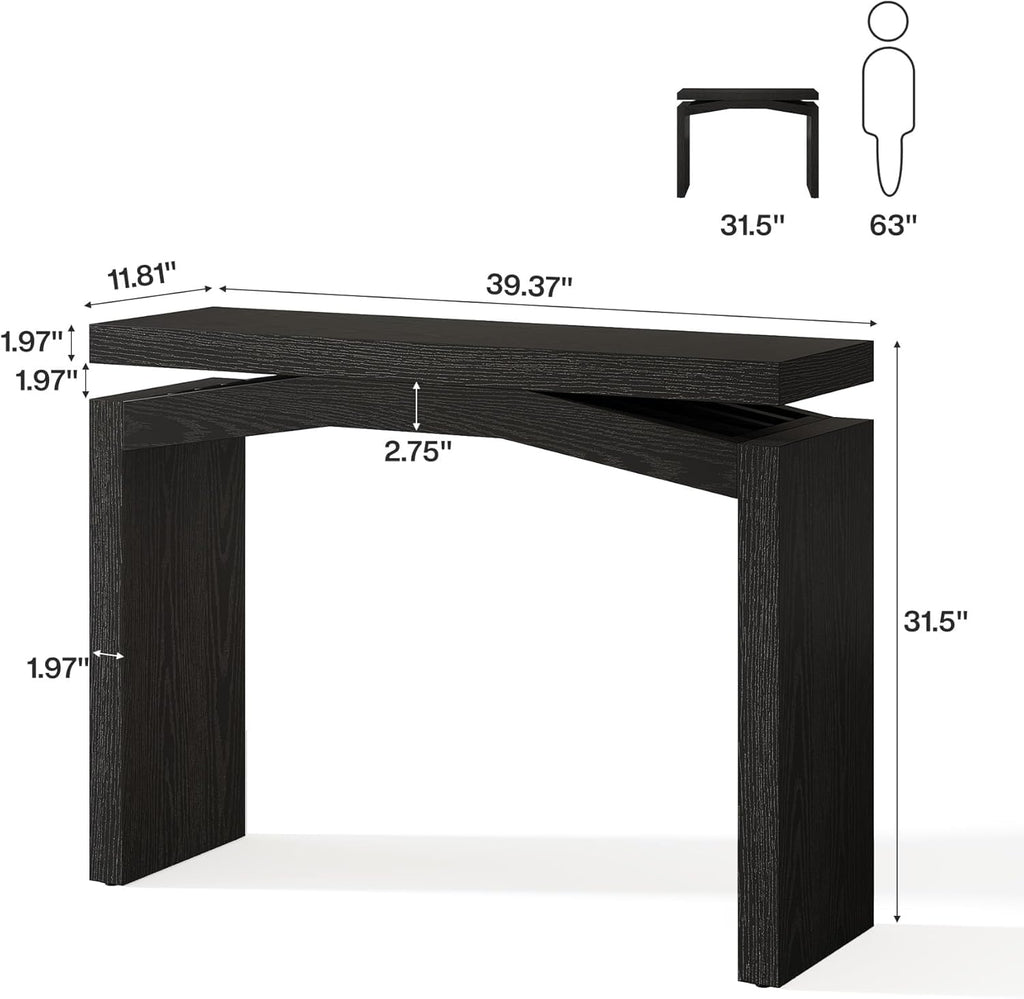 40-Inch Console Table, Farmhouse Sofa Table, Black