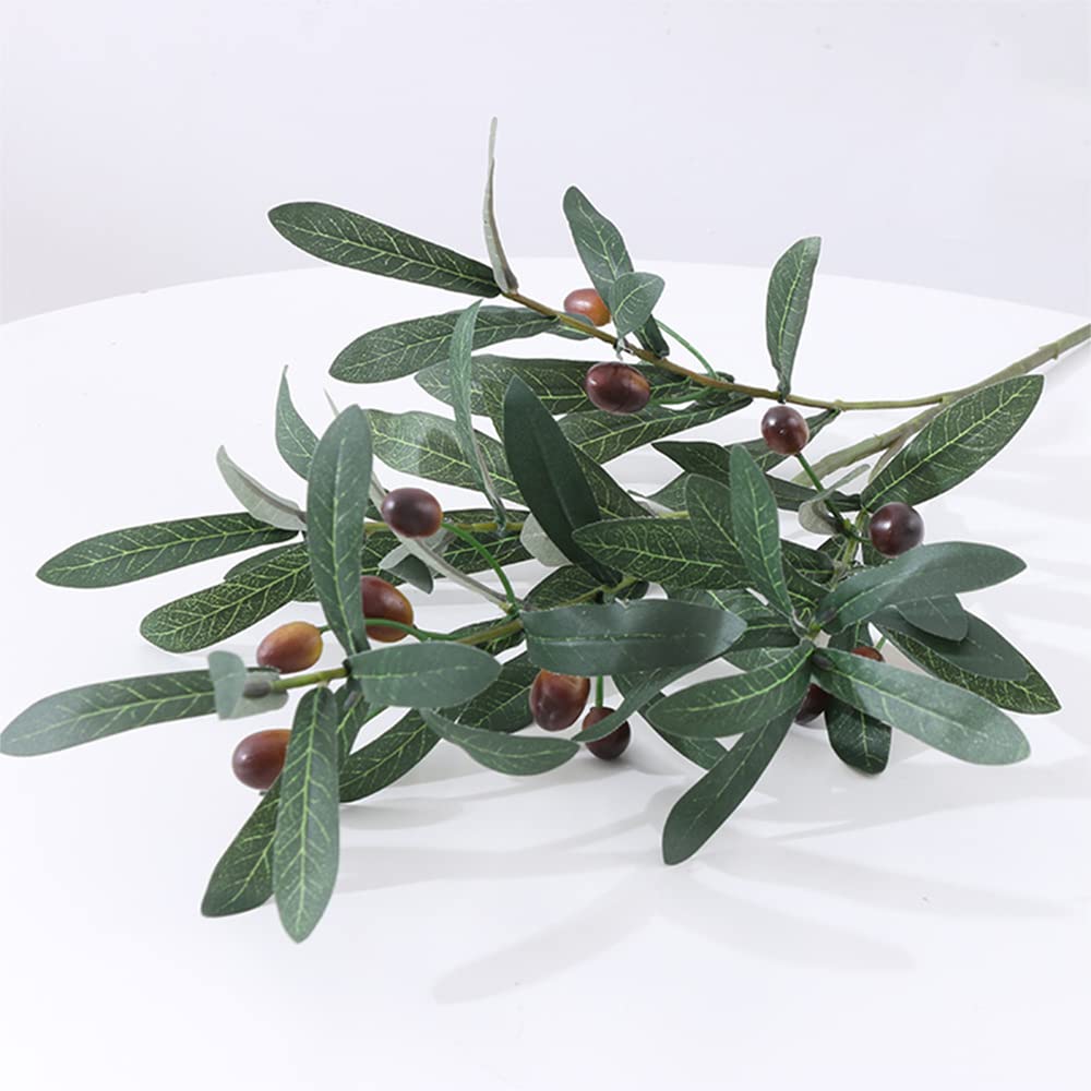 Olive Branches for Vases Artificial Olive Branches Faux Tree Branches Stems for Vase (3 Branches, 28.7 inch/Each)