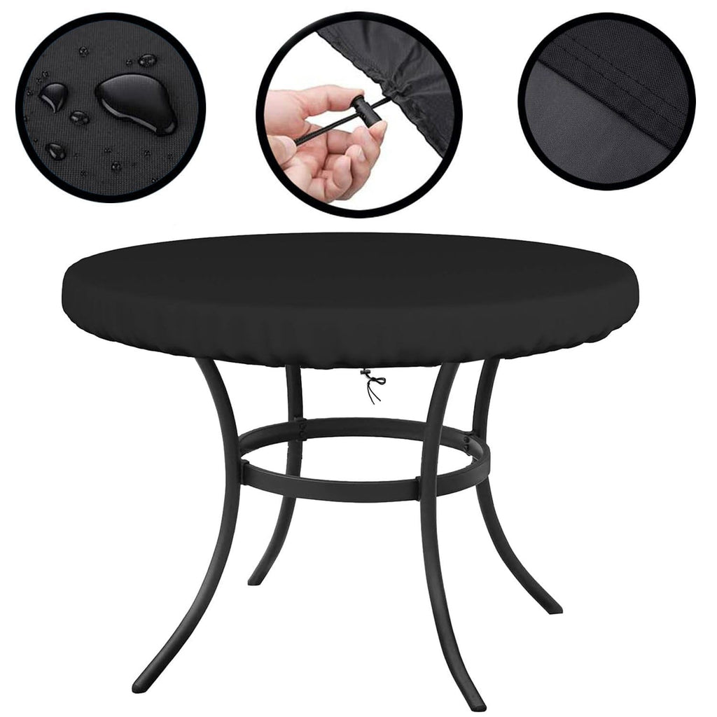 Round Outdoor Table Cover Waterproof 84" Dia x 22" H Round Patio Furniture Covers 600D Patio Table Top Cover for