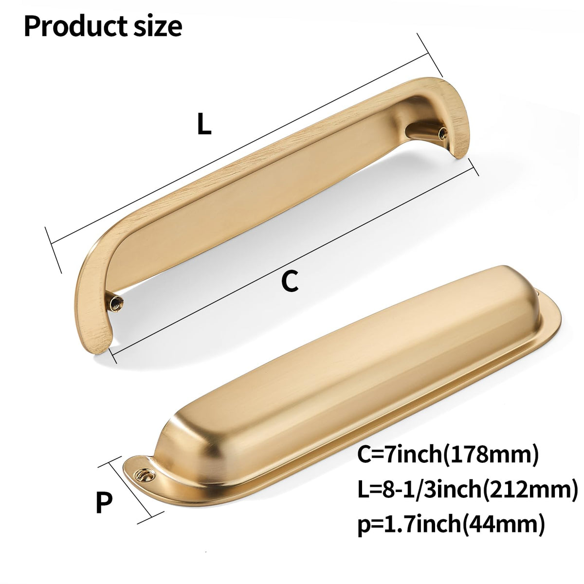 10 Pack 7"(178mm) Hole Center Retro Satin Brass Drawer Pulls Brushed Brass Cabinet Bin Cup Pulls Bathroom Hardware