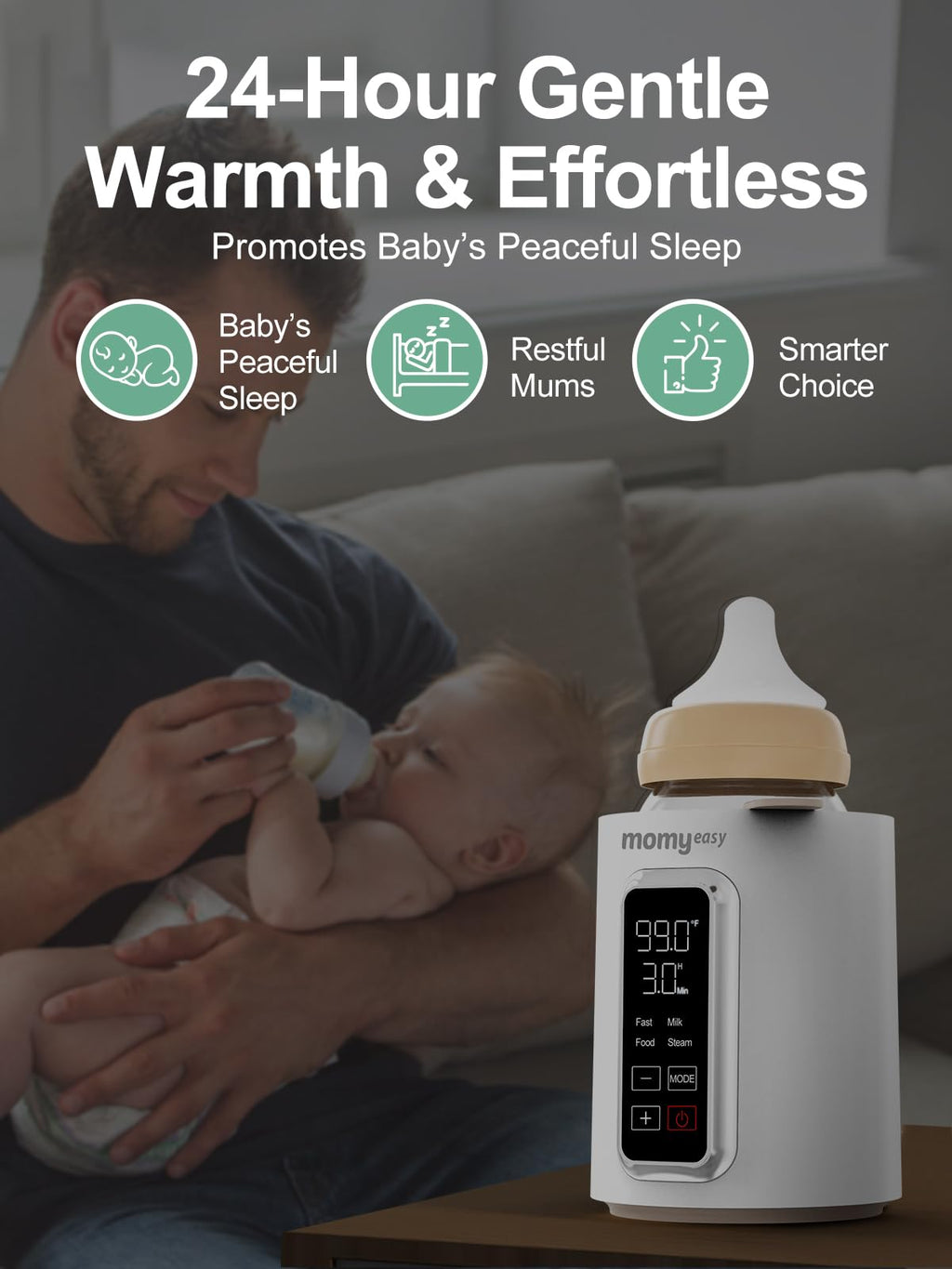 Fast 2-Minute Baby Bottle Warmer for Breastmilk & Formula