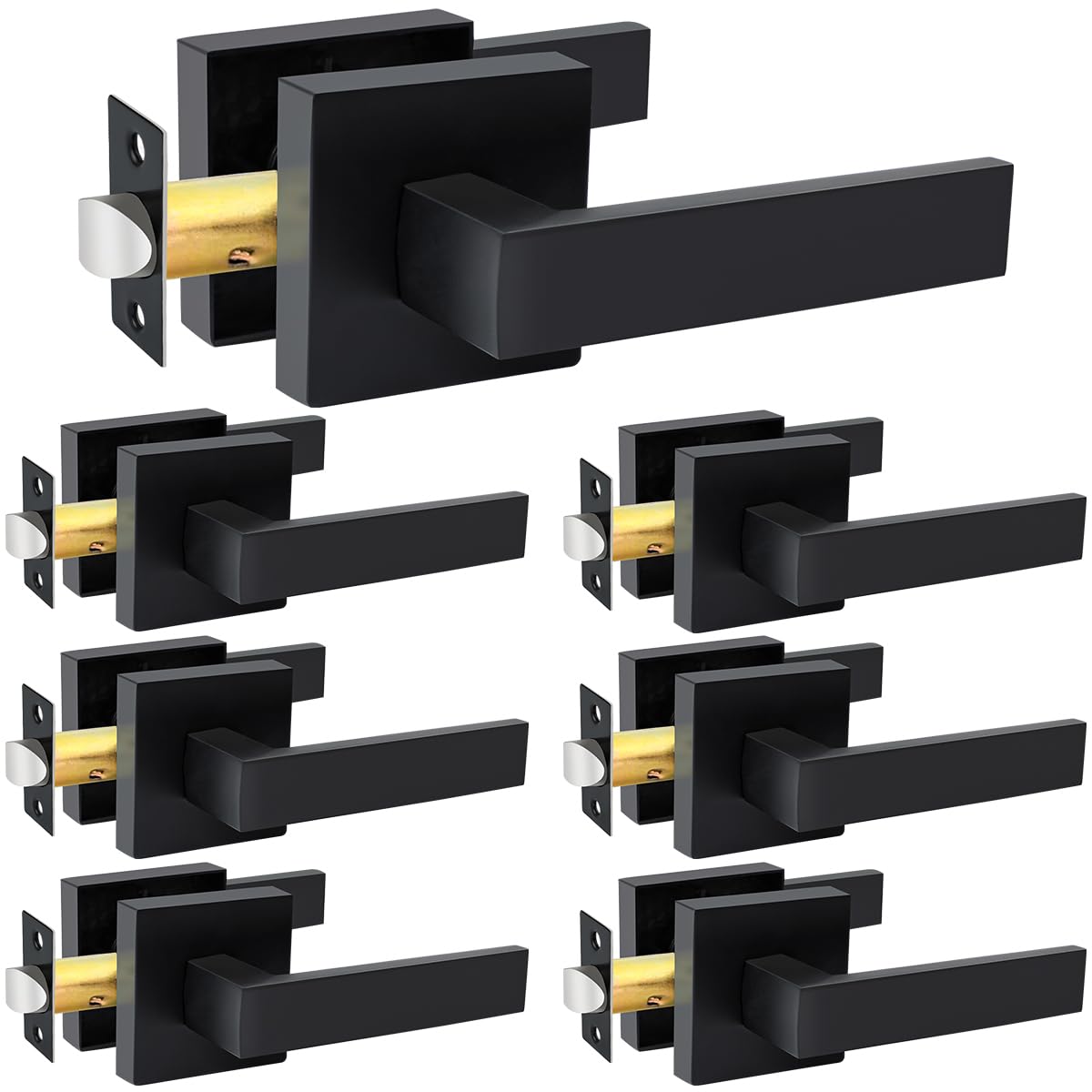 Black Passage Door Levers, 7 Pack Heavy-Duty Interior Handles