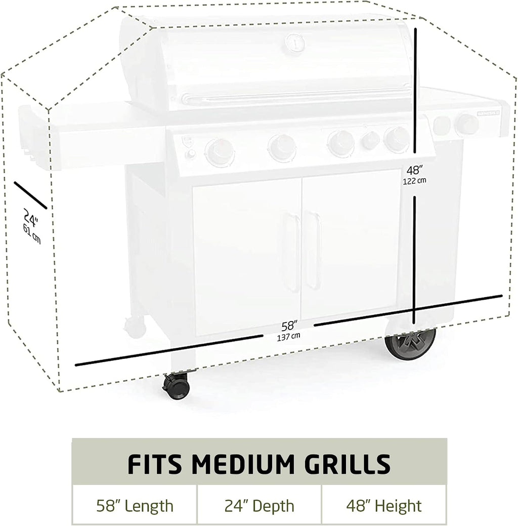 58 Inch BBQ Grill Cover for Outdoor Grill, Waterproof, Gray | 600D Oxford, gas grill cover, BBQ cover, grill covers