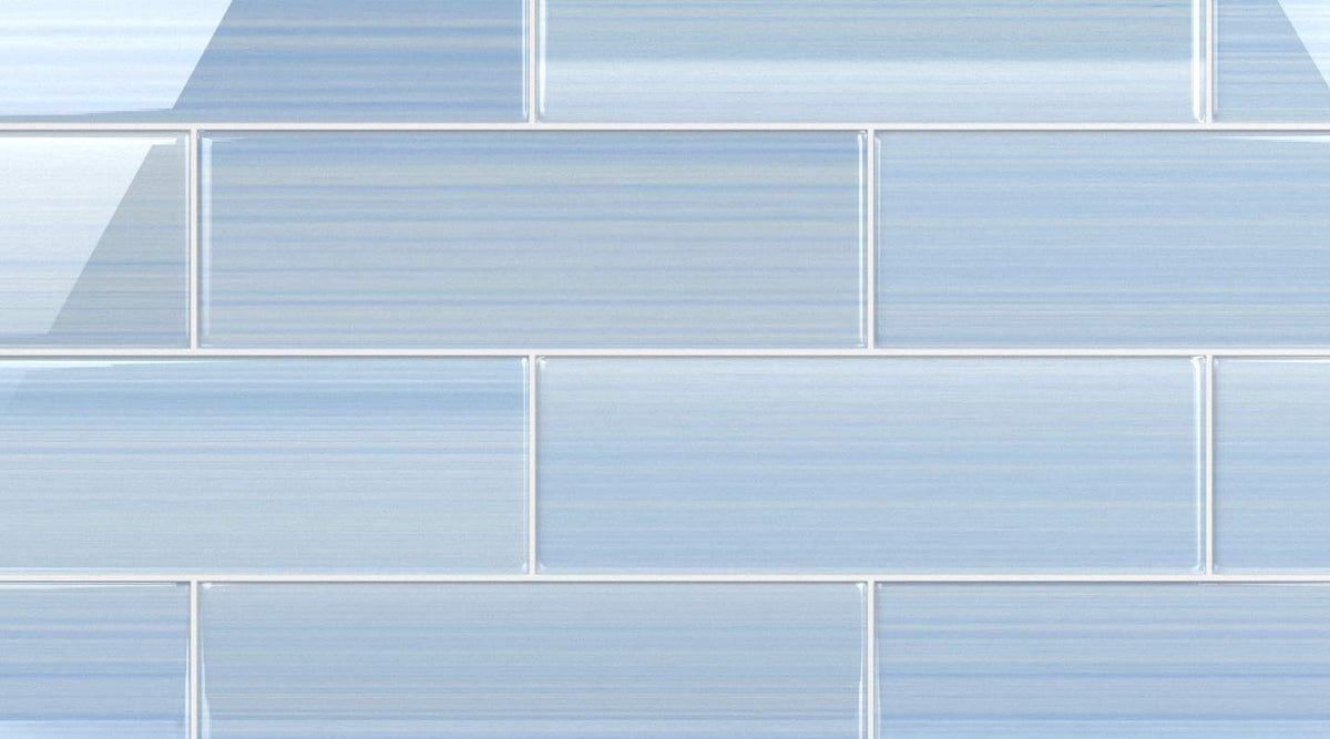 Big Blue Glass Subway Tile Backsplash or Bathroom/Showers, 4x12