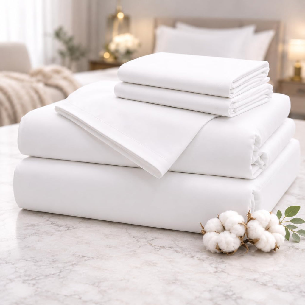 Esencia 100% Egyptian Cotton Sheets King Size - 1000 Thread Count Luxury Hotel Sateen Weave Sheet Set, Soft &