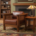 & Weavers Mission Crofter Style Oak and Leather Arm Chair/Craftsman Sofa Chair