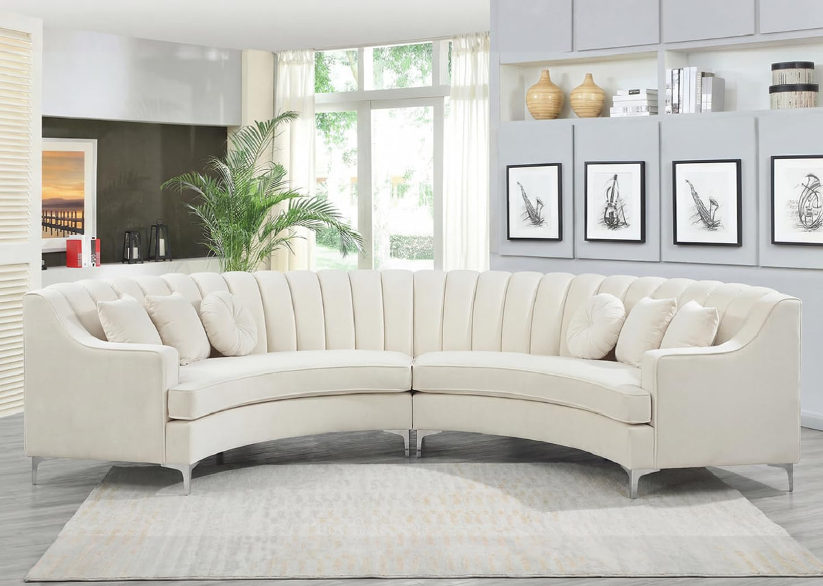 Semicircle Modular Curved Velvet Sectional Sofa, 141.34"Oversized Arc Sofa, Modern Cloud-Like Deep Seat Couch Apartment