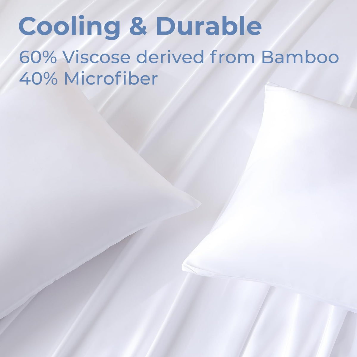 4-Piece Blend Rayon Derived from Bamboo Sheets Set, Cooling Bedding for Hot Sleepers, Breathable & Ultra