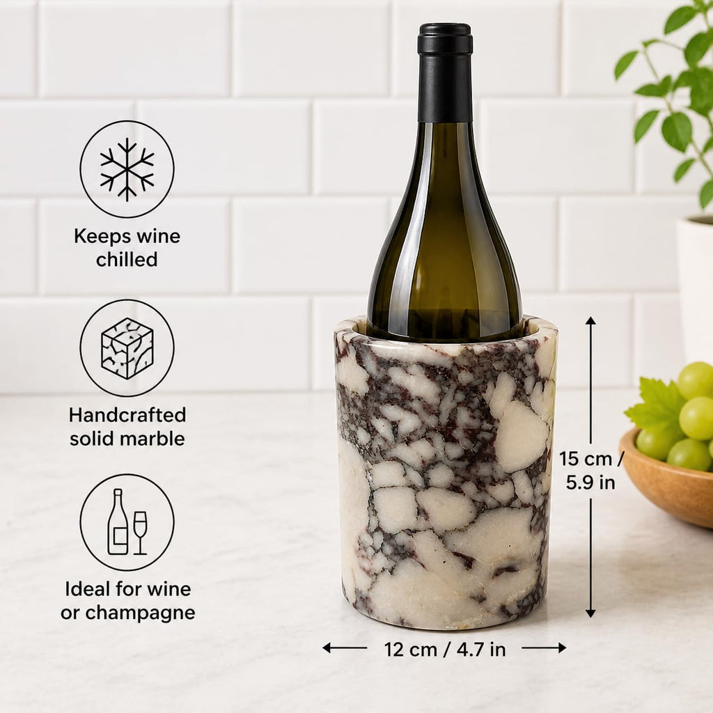 Marble Wine Chiller Bucket, Calacatta Viola Kitchen Utensil Holder